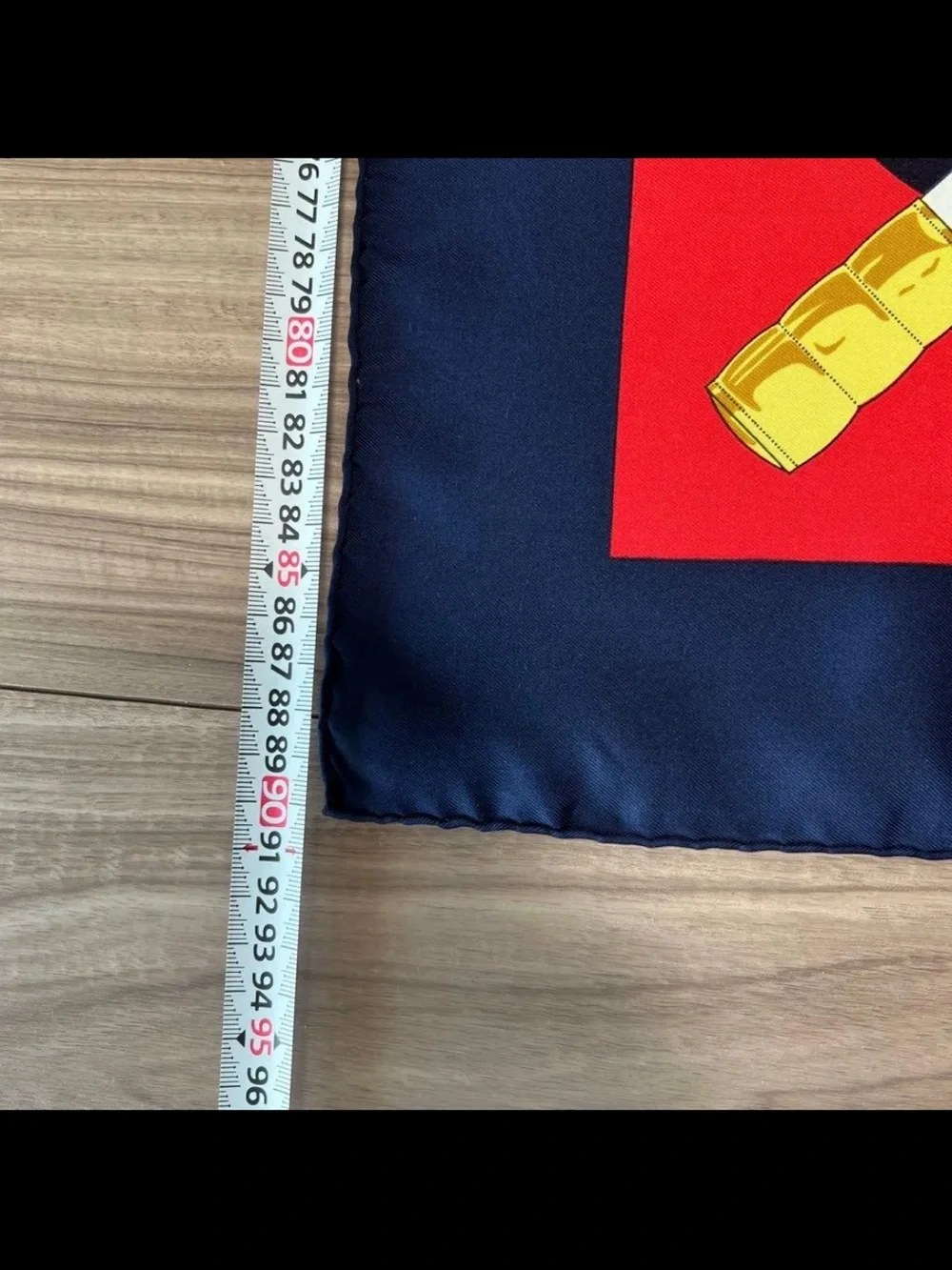 Hermes Navy Red Gold Equestrian Motif Silk Scarf